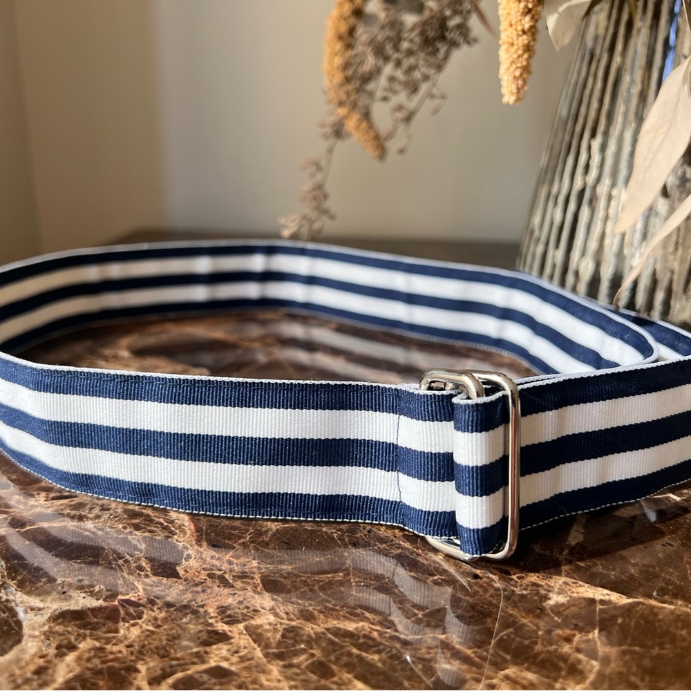 Navy Blue and White Grosgrain Belt